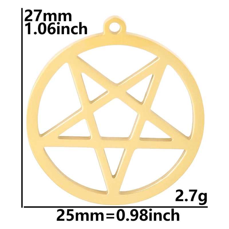 9Pcs Stainless Steel Pentagram Charms Pendant for Jewelry Making