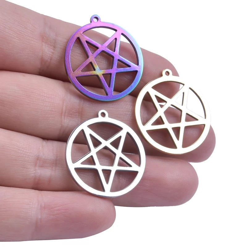 9Pcs Stainless Steel Pentagram Charms Pendant for Jewelry Making