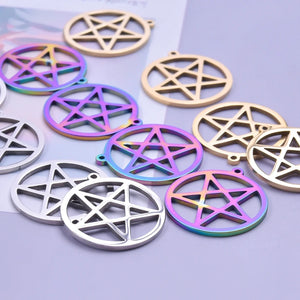 9Pcs Stainless Steel Pentagram Charms Pendant for Jewelry Making