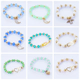 Colorful Bracelet for Women Girls Moon Heart Bead Stainless Steel Bracelets