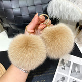 9cm Fluffy Fox Fur Ball PomPom Keychain Bag Charm F314