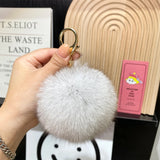 9cm Fluffy Fox Fur Ball PomPom Keychain Bag Charm F314