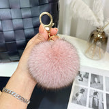 9cm Fluffy Fox Fur Ball PomPom Keychain Bag Charm F314