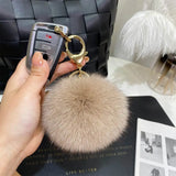 9cm Fluffy Fox Fur Ball PomPom Keychain Bag Charm F314