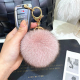 9cm Fluffy Fox Fur Ball PomPom Keychain Bag Charm F314