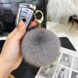 9cm Fluffy Fox Fur Ball PomPom Keychain Bag Charm F314