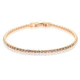 Yellow Brass CZ Tennis Bracelet for Women Girls 2mm Thin Chain 15-17cm+2cm