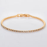 Yellow Brass CZ Tennis Bracelet for Women Girls 2mm Thin Chain 15-17cm+2cm