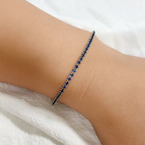 Yellow Brass CZ Tennis Bracelet for Women Girls 2mm Thin Chain 15-17cm+2cm
