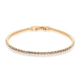 Yellow Brass CZ Tennis Bracelet for Women Girls 2mm Thin Chain 15-17cm+2cm