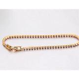 Yellow Brass CZ Tennis Bracelet for Women Girls 2mm Thin Chain 15-17cm+2cm