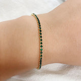 Yellow Brass CZ Tennis Bracelet for Women Girls 2mm Thin Chain 15-17cm+2cm