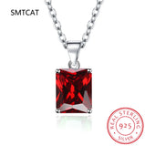 9ct Created Red Ruby 925 Sterling Silver Pendant Necklace for women