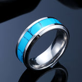 Men's Hip Hop Inlaid Turquoise Stainless Steel Ring