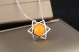 9mm Sterling-Silver Pendant DIY Inlaid Amber Wax Turquoise Beads