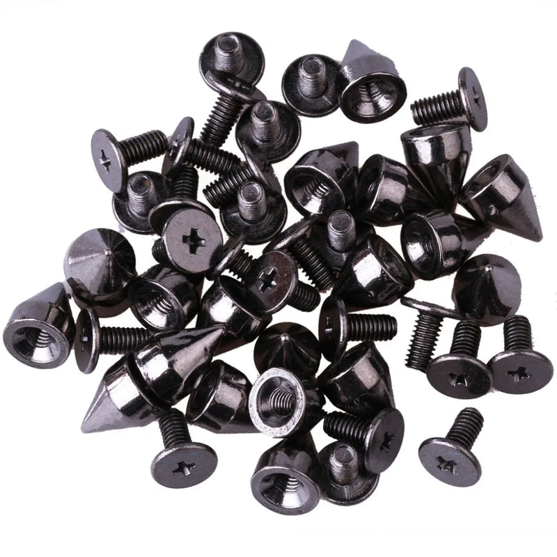 9mm 100Pcs Cone Screwback Studs Rivet Bullet Spike Punk Spots
