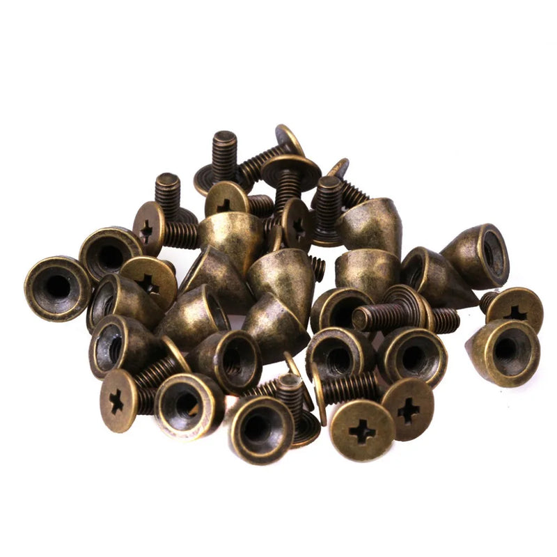 9mm 100Pcs Brown Cone Screwback Metal Studs Leathercraft Rivet