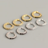 Dainty 14K Crystal Diamond Hoop Earrings for Women