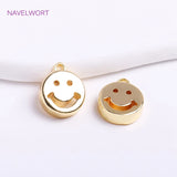 9mm 14K Plated Flat Pendants Brass Hollow Charms DIY Jewelry Making Supplies