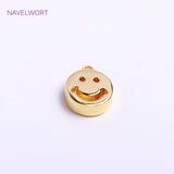 9mm 14K Plated Flat Pendants Brass Hollow Charms DIY Jewelry Making Supplies