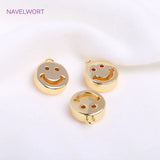 9mm 14K Plated Flat Pendants Brass Hollow Charms DIY Jewelry Making Supplies