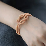 9mm 585 Rose Big Cuff Bangle Bracelet Women Girls Knot Carved Wristband