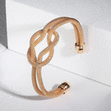 9mm 585 Rose Big Cuff Bangle Bracelet Women Girls Knot Carved Wristband