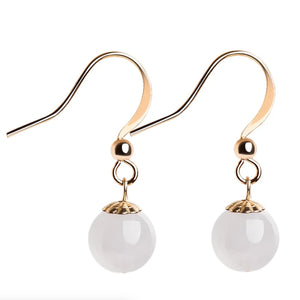 14K Inlaid Natural Jade Earrings Ice Jadeite Women's Jewelry