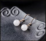 14K Inlaid Natural Jade Earrings Ice Jadeite Women's Jewelry