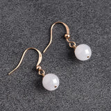 14K Inlaid Natural Jade Earrings Ice Jadeite Women's Jewelry