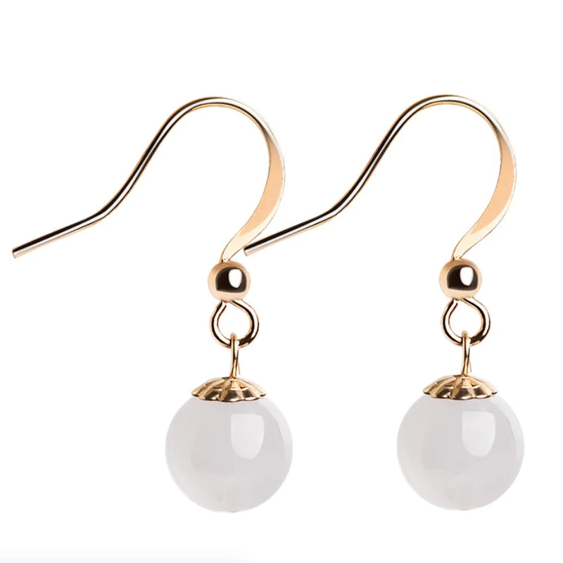 14K Inlaid Natural Jade Earrings Ice Jadeite Women's Jewelry