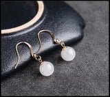 14K Inlaid Natural Jade Earrings Ice Jadeite Women's Jewelry