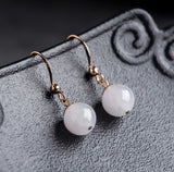 14K Inlaid Natural Jade Earrings Ice Jadeite Women's Jewelry