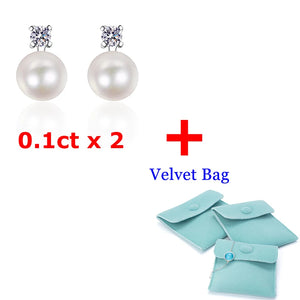 9mm Freshwater Pearl Bridesmaid Stud Earrings with Moissanite Top