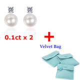 9mm Freshwater Pearl Bridesmaid Stud Earrings with Moissanite Top