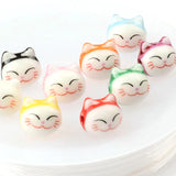 9mm Hand-painted Chubby Cat Ceramic Beads for Jewelry Making