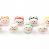 9mm Hand-painted Chubby Cat Ceramic Beads for Jewelry Making