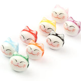 9mm Hand-painted Chubby Cat Ceramic Beads for Jewelry Making