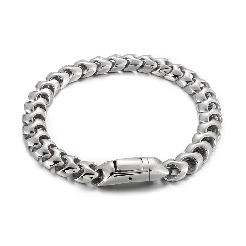 9mm Stainless Steel Cuban Chain Bracelet Polished