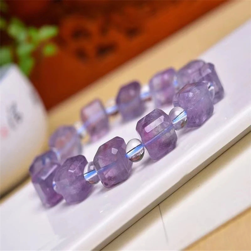 9mm Fluorite Bracelet Natural Colorful Healing Love Gift