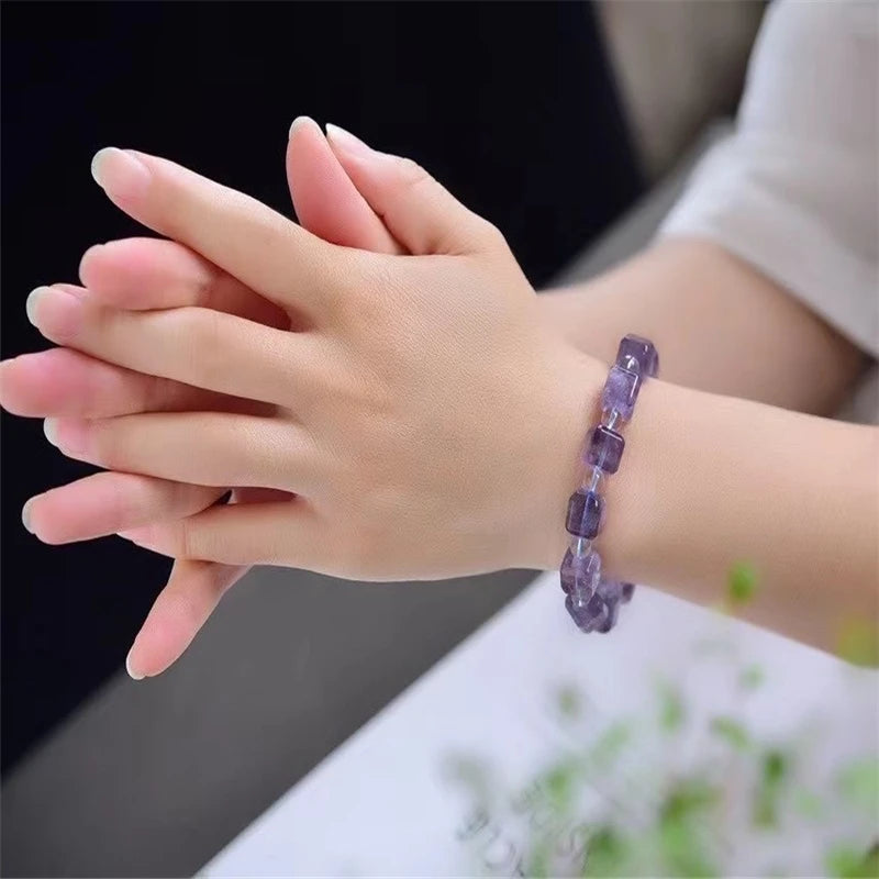 9mm Fluorite Bracelet Natural Colorful Healing Love Gift