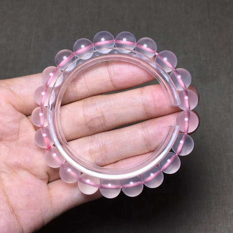 Pink Rose Quartz Bracelet Reiki Healing Gift Crystal Beads