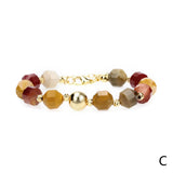 9mm Natural Stone Women Bracelets Charm Big Faceted Beads Bracelets Adjustable
