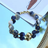 9mm Natural Stone Women Bracelets Charm Big Faceted Beads Bracelets Adjustable