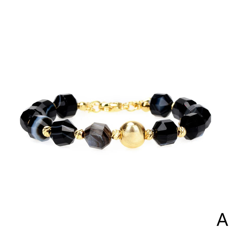 9mm Natural Stone Women Bracelets Charm Big Faceted Beads Bracelets Adjustable