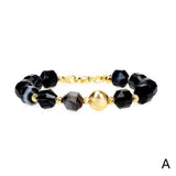 9mm Natural Stone Women Bracelets Charm Big Faceted Beads Bracelets Adjustable
