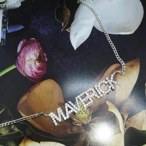 Personalized CZ Stone Crystal Name Necklace for Women Choker Chain