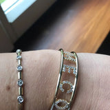 9mm Zircon Letters Bangle Women Name Bracelet Charms Heart Hiphop Bracelet