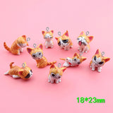 9pcs 18*23mm Mix Kitten Resin Cat Charms Craft Pendant Doll Key Chain DIY