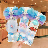 9pcs/3pcs Girls Hairpin Set Bow Hair Clip Headdress Fairy Little Girl Baby Princ